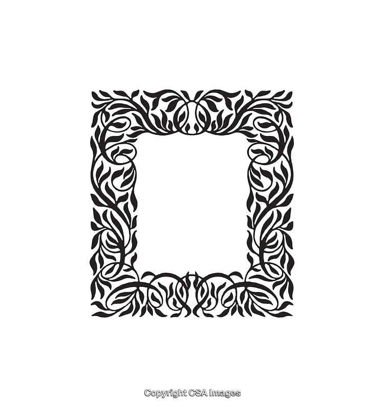 Intricate Black and White Floral Frame Design with Elegant Patterns