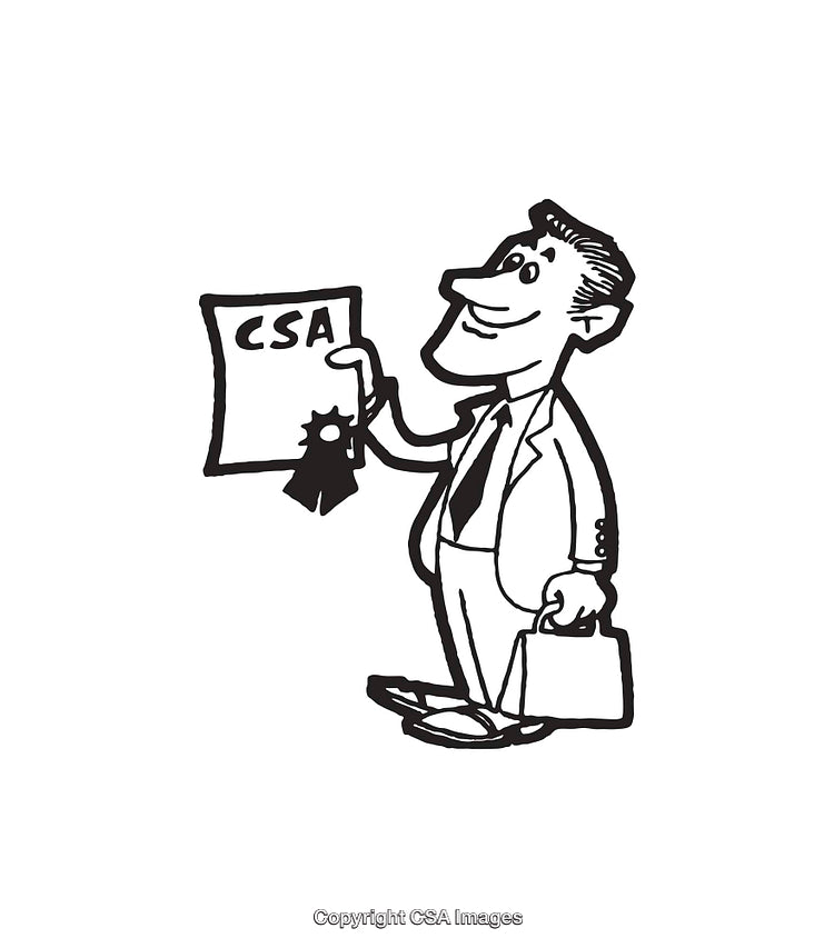 Businessman Holding Certificate with Ribbon in Black and White Line Art