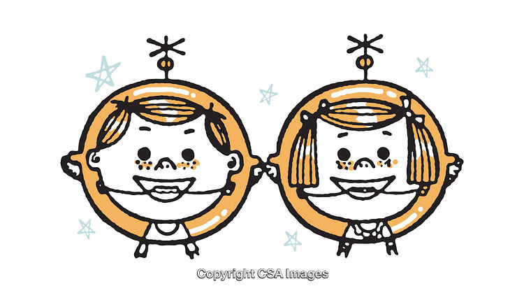 Whimsical Cartoon Illustration of Two Happy Kids with Vibrant Expressions