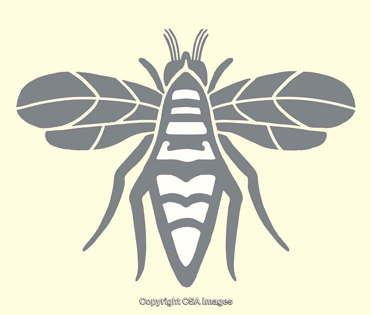 Stylized Gray Bee Illustration With Minimalist Pattern on Light Background