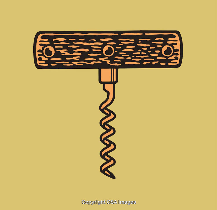 Vintage Style Corkscrew Illustration on Subtle Yellow Background