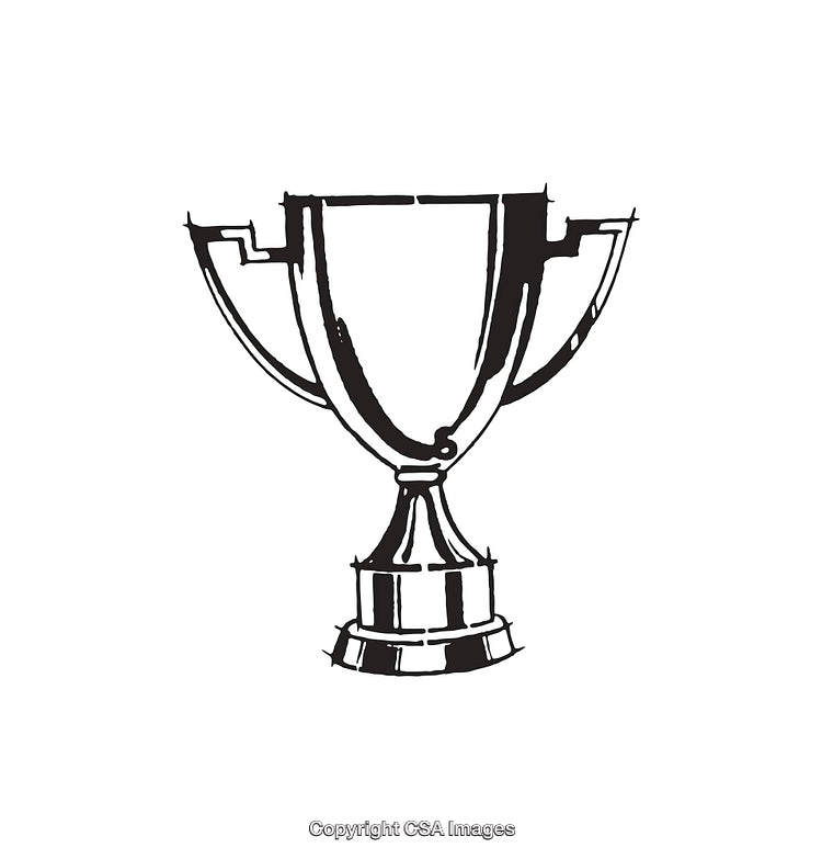 Black and White Sketch of a Classic Trophy Cup Vector Illustration
