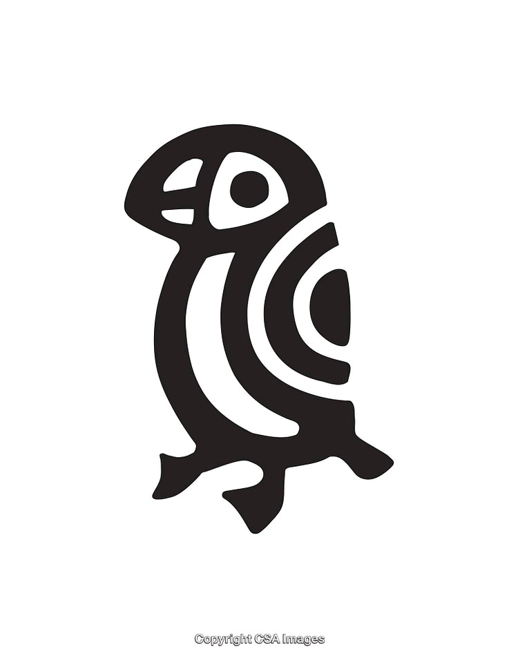 Monochromatic Abstract Bird Illustration in Tribal Minimalist Art Style