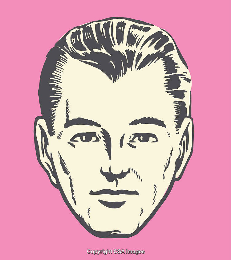 Retro Cartoon Portrait of a Man on Pink Background