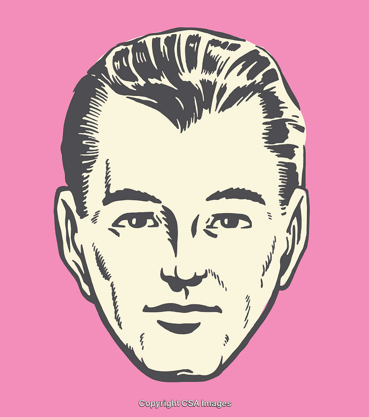 Retro Cartoon Portrait of a Man on Pink Background