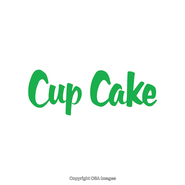 Green Text Saying Cup Cake on White Background