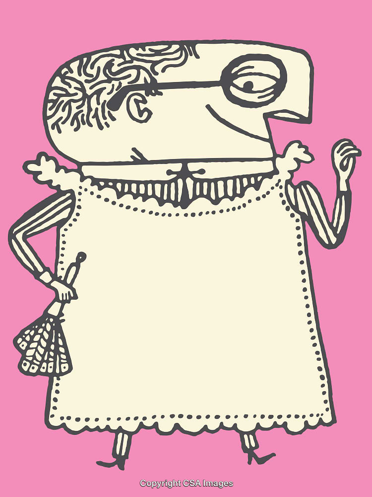 Whimsical Line Art Illustration of a Quirky Character on a Pink Background