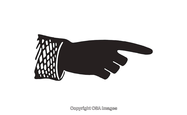 Retro Black and White Illustration of a Pointing Hand