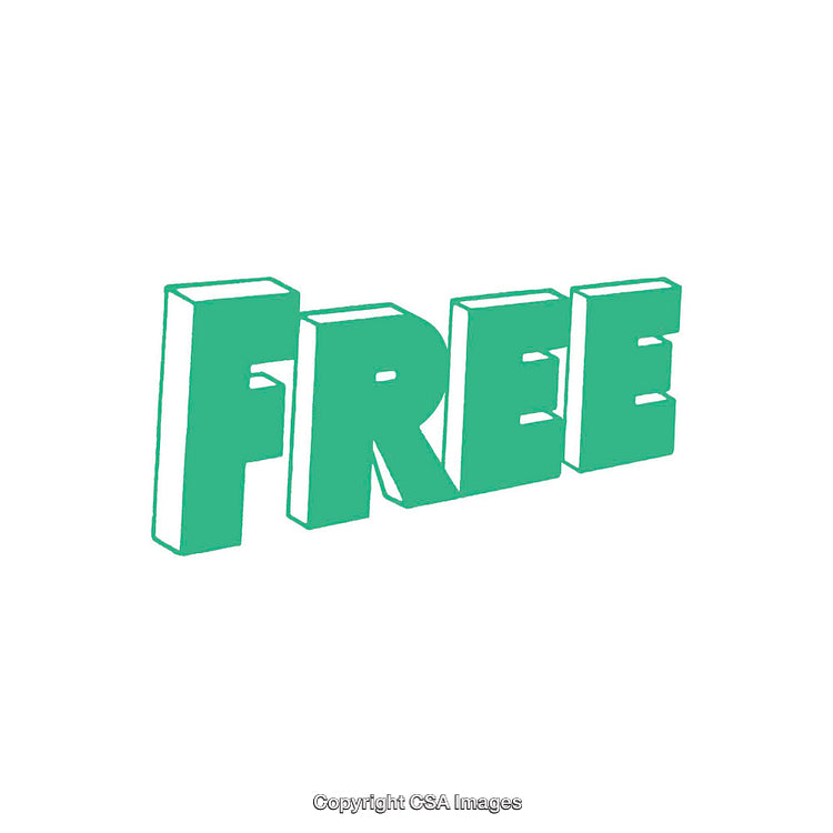 Green Stylized 3D Typography of the Word Free on a White Background