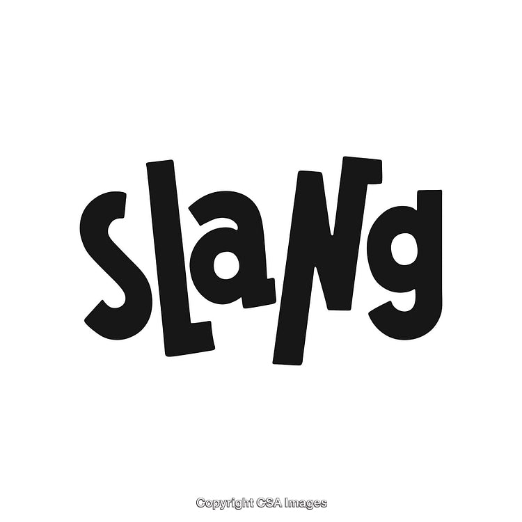 Playful Black And White Slang Typography Word Art Illustration