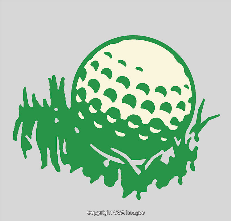 Colorful Line Art of a Golf Ball on Grass