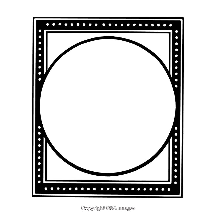 Black and White Decorative Border With Circular and Dot Designs