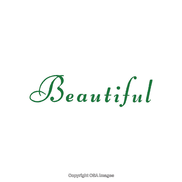 Elegant Calligraphy Word Art Featuring 'Beautiful' in Green Cursive Font