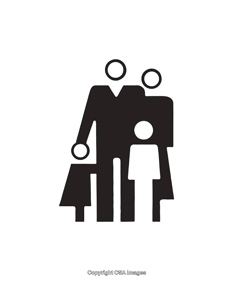 Black and White Family Outline Icon Symbolizing Togetherness and Unity