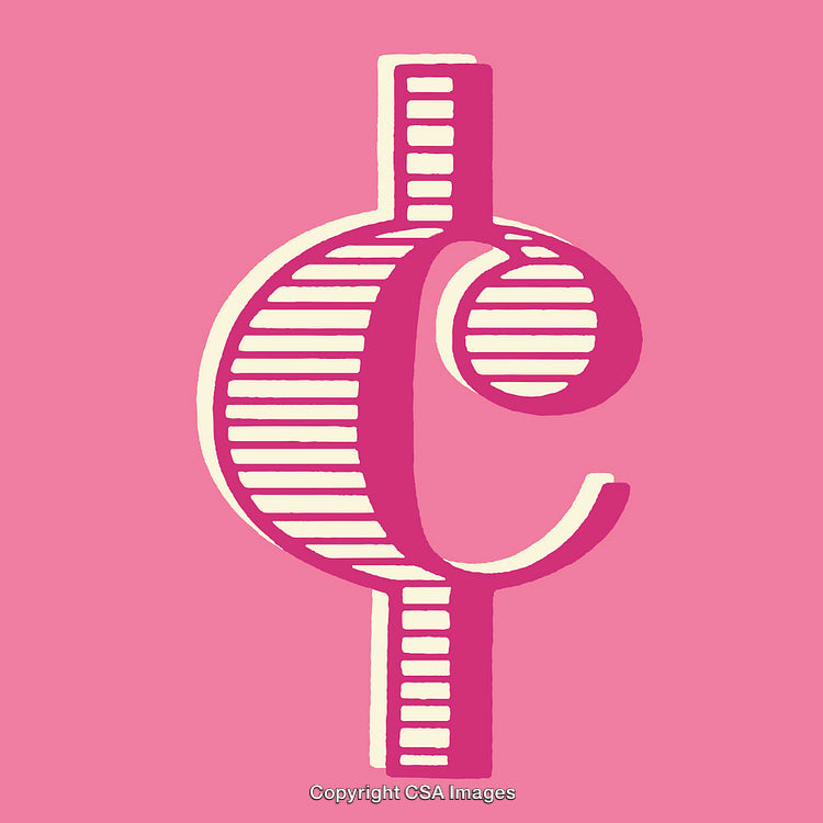 Retro Styled Pink Cent Symbol on Textured Background