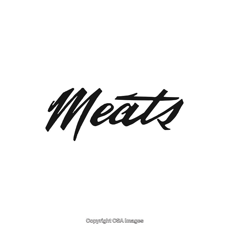 Stylish Black Handwritten 'Meats' Word On White Background