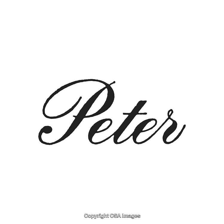 Elegant Handwritten Calligraphy of the Name Peter in Stylized Black Font