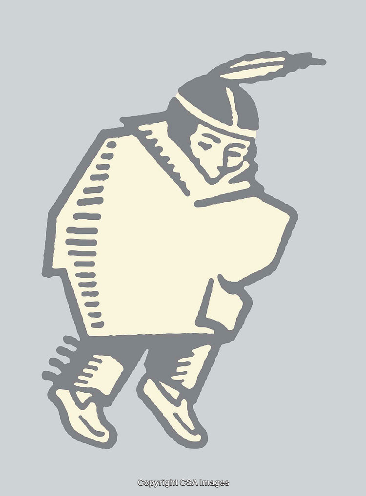 Stylized Illustration of a Person in Traditional Poncho and Feathered Hat
