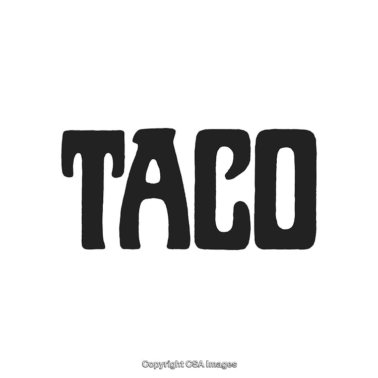 Bold Taco Word Design in Stylish Black Font on White Background