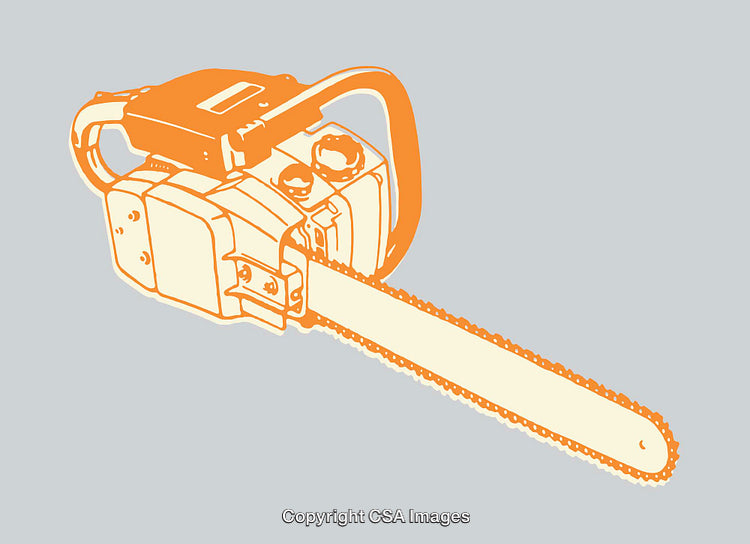 Stylized Vector Illustration of a Chainsaw on a Neutral Background
