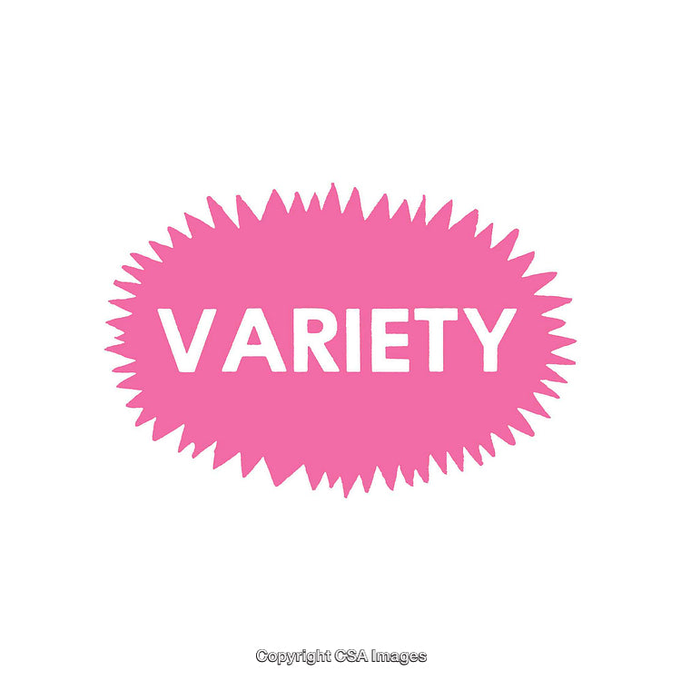 Pink Text Design Featuring the Word Variety in a Radiating Shape