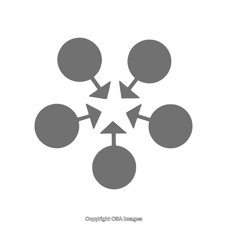 Abstract Diagram of Arrows Converging Towards Central Circle Shape Design