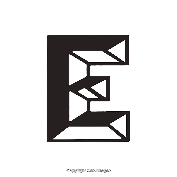 Stylized Geometric Letter E Design with Angular Shapes in Black