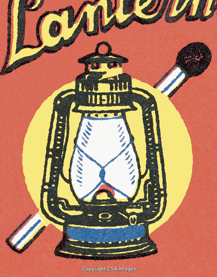 Vintage Illustration of a Lantern With Matches on Retro Background