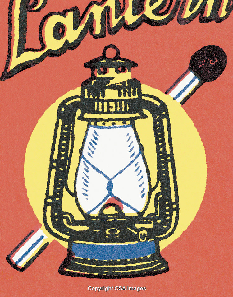Vintage Illustration of a Lantern With Matches on Retro Background