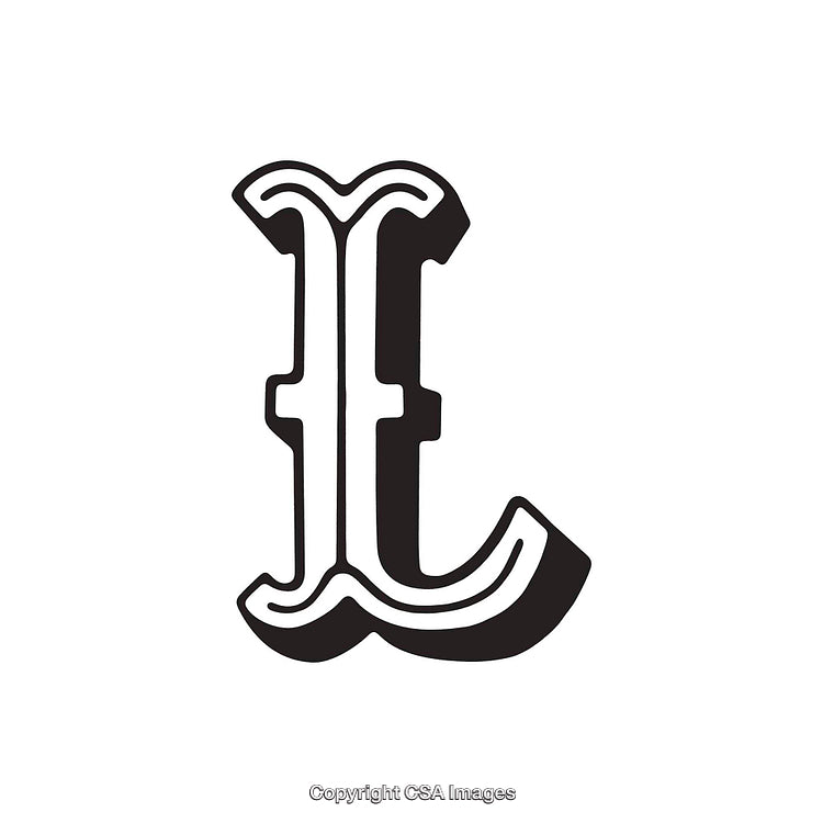 Stylish Decorative Black and White Letter L Typography Design