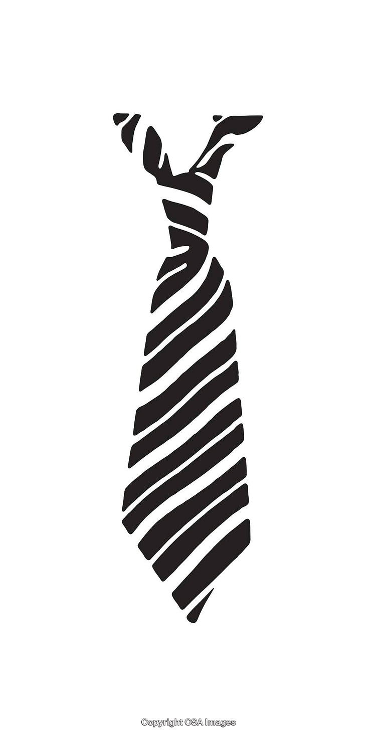 Black and White Line Art of a Striped Neck Tie