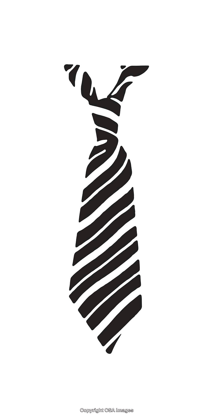 Black and White Line Art of a Striped Neck Tie