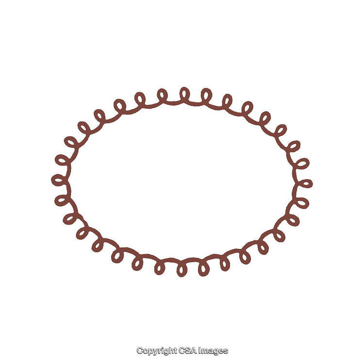 Simple Oval Frame With Looped Outline in Brown Color
