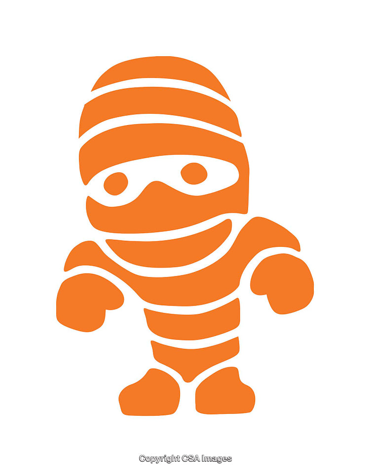 Simple Orange Mummy Cartoon Icon Isolated on White Background