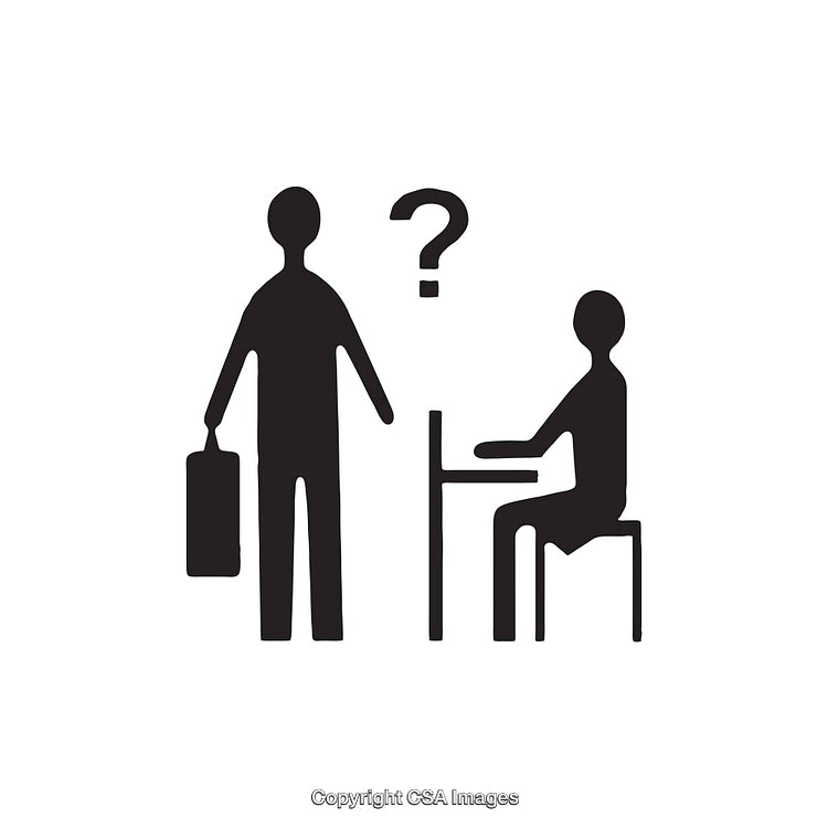 Black and White Icon Depicting Inquiry and Help-Seeking Interaction