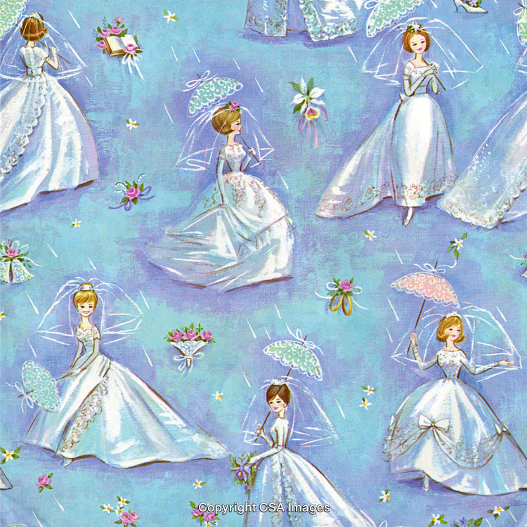 Elegant Pattern of Brides in Wedding Dresses with Floral Accents and Accessories