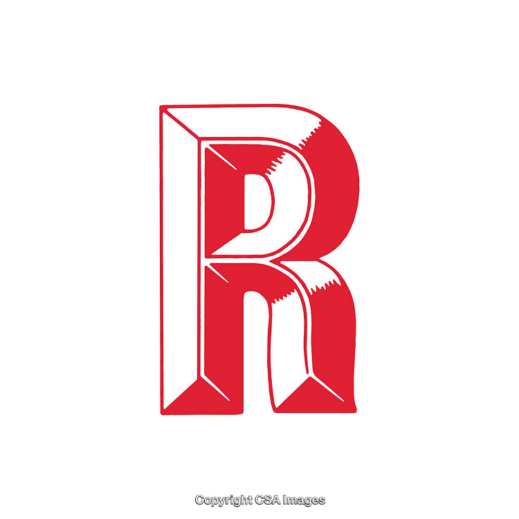 Stylized Red Letter R With a Bold Graphic Design
