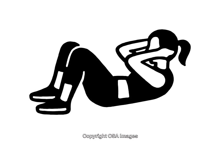 Black and White Line Art of a Person Doing Sit-Ups