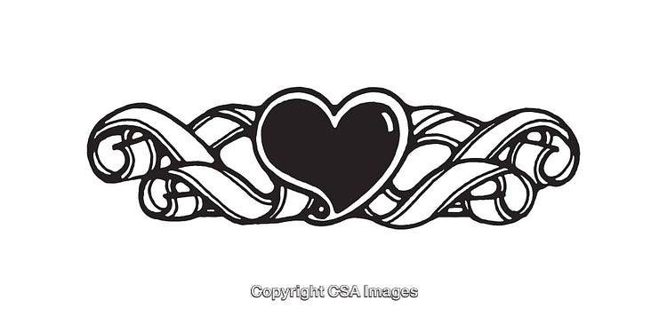 Elegant Black and White Heart Design With Intricate Swirl Patterns