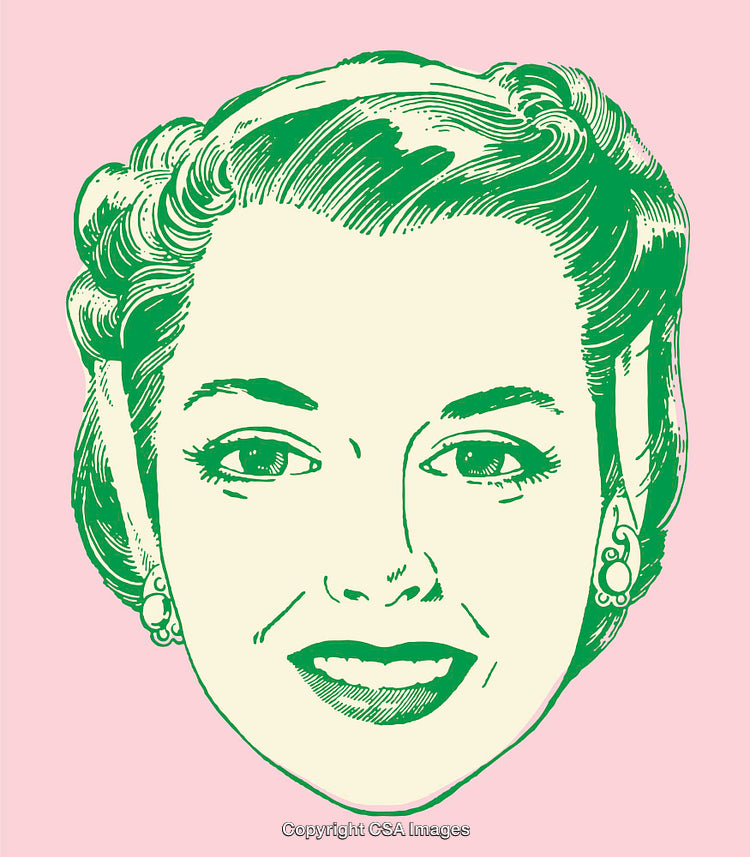 Color Line Art Portrait of a Woman with Retro Style and Pink Background