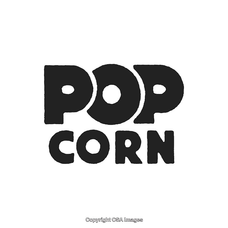 Bold Black-and-White Popcorn Logo Highlighting Playful Typography