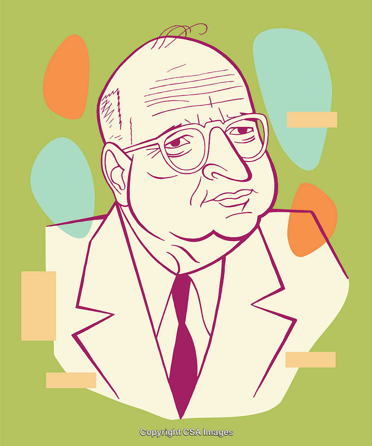 Abstract Line Art Illustration of a Distinguished Man in Vibrant Colors