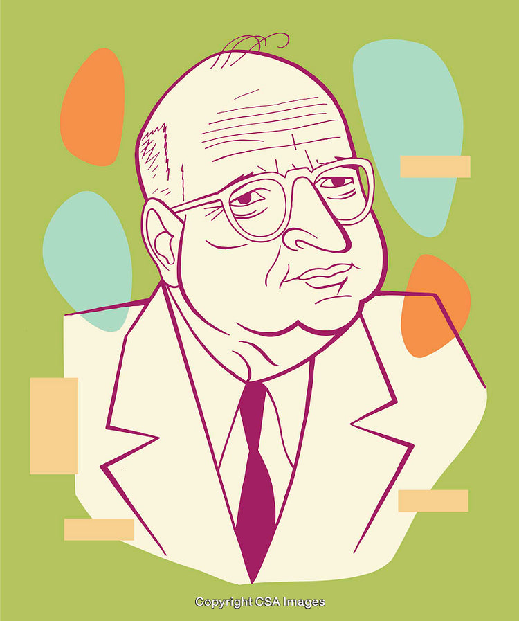 Abstract Line Art Illustration of a Distinguished Man in Vibrant Colors