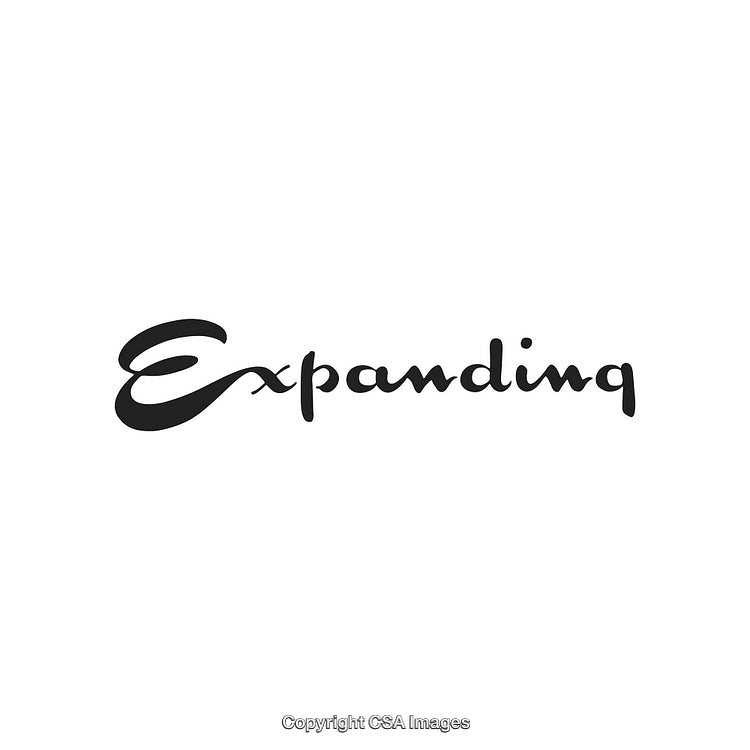 Stylized Expanding Text in Modern Calligraphy on White Background