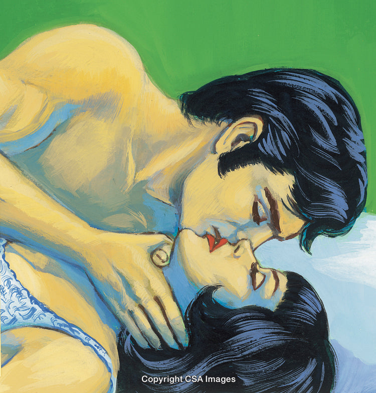 Colorful Illustration of a Romantic Couple Sharing a Passionate Moment Together