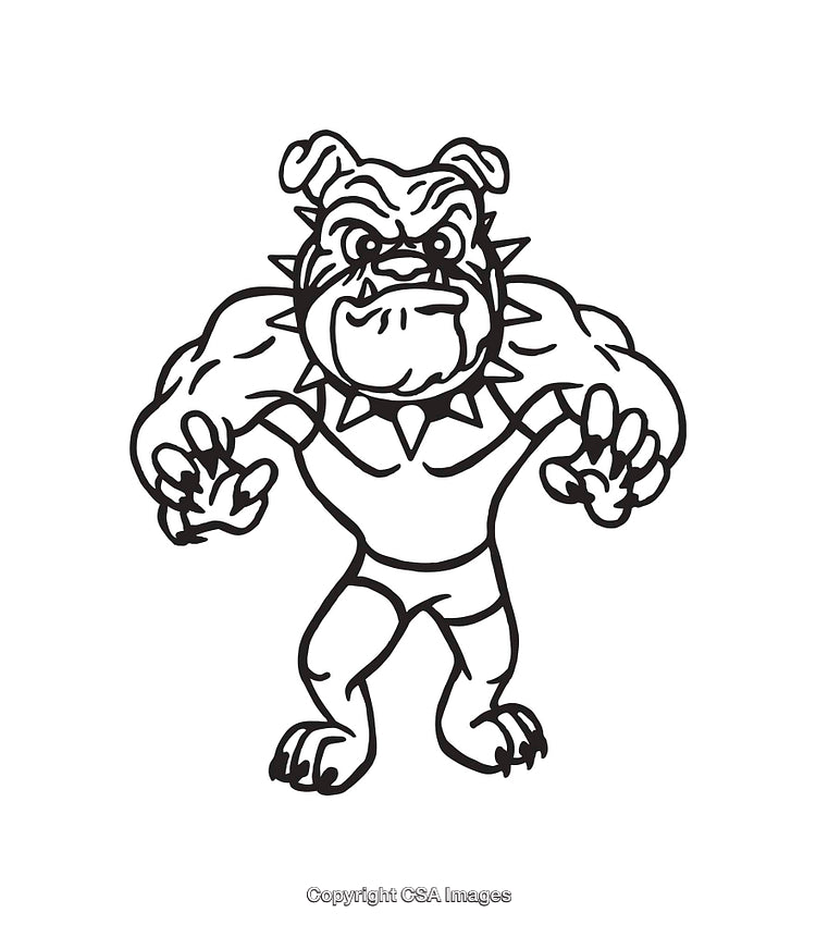 Bulldog Line Art Illustration Featuring Dynamic and Powerful Pose in Black and White