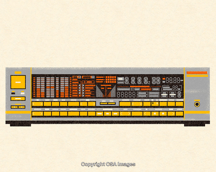 Retro Analog Audio System with Digital Display and Control Interface Artwork