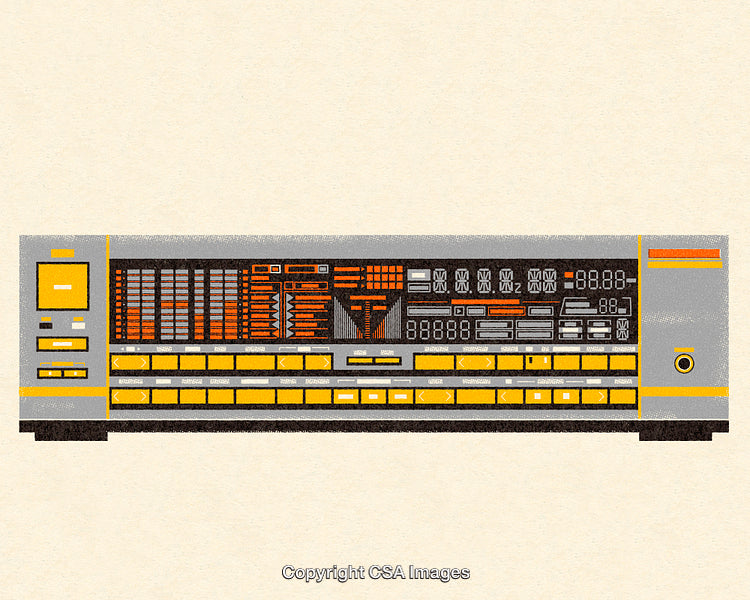 Retro Analog Audio System with Digital Display and Control Interface Artwork