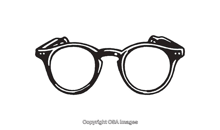 Black and White Line Art Illustration of Round Glasses