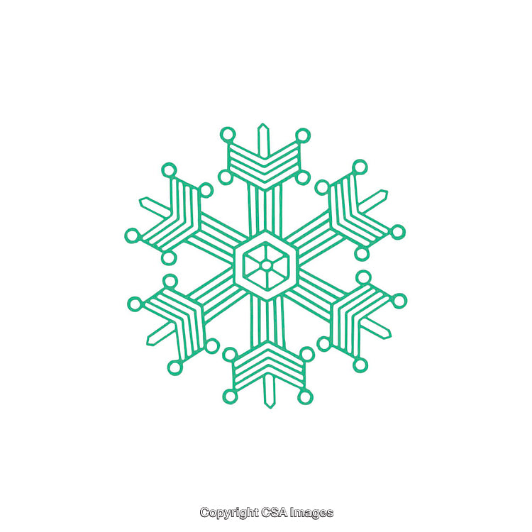 Stylized Green Snowflake Design With Geometric Lines and Symmetry